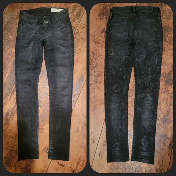 Diesel jeans SLANDY black creased Crinkled Coated scratched look skinny 096DE - Picture 6 of 16
